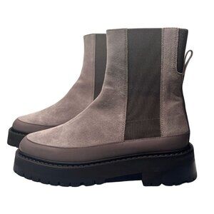 NWOT MANSUR GAVRIEL SOMA TAUPE SUEDE LUGGED SOLE ANKLE BOOTS - 7 (38)